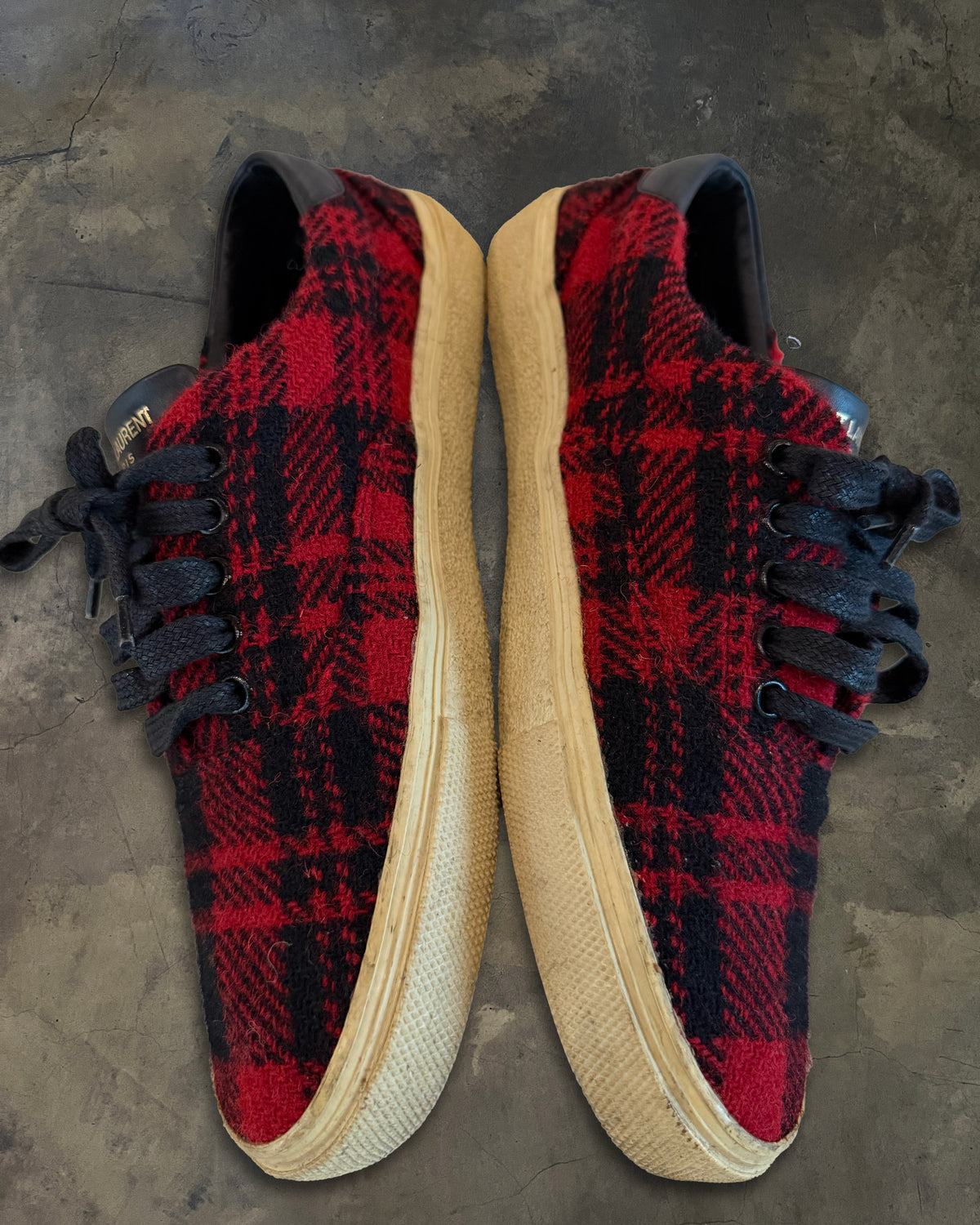 SAINT LAURENT WOOL PLAID LOW TOPS