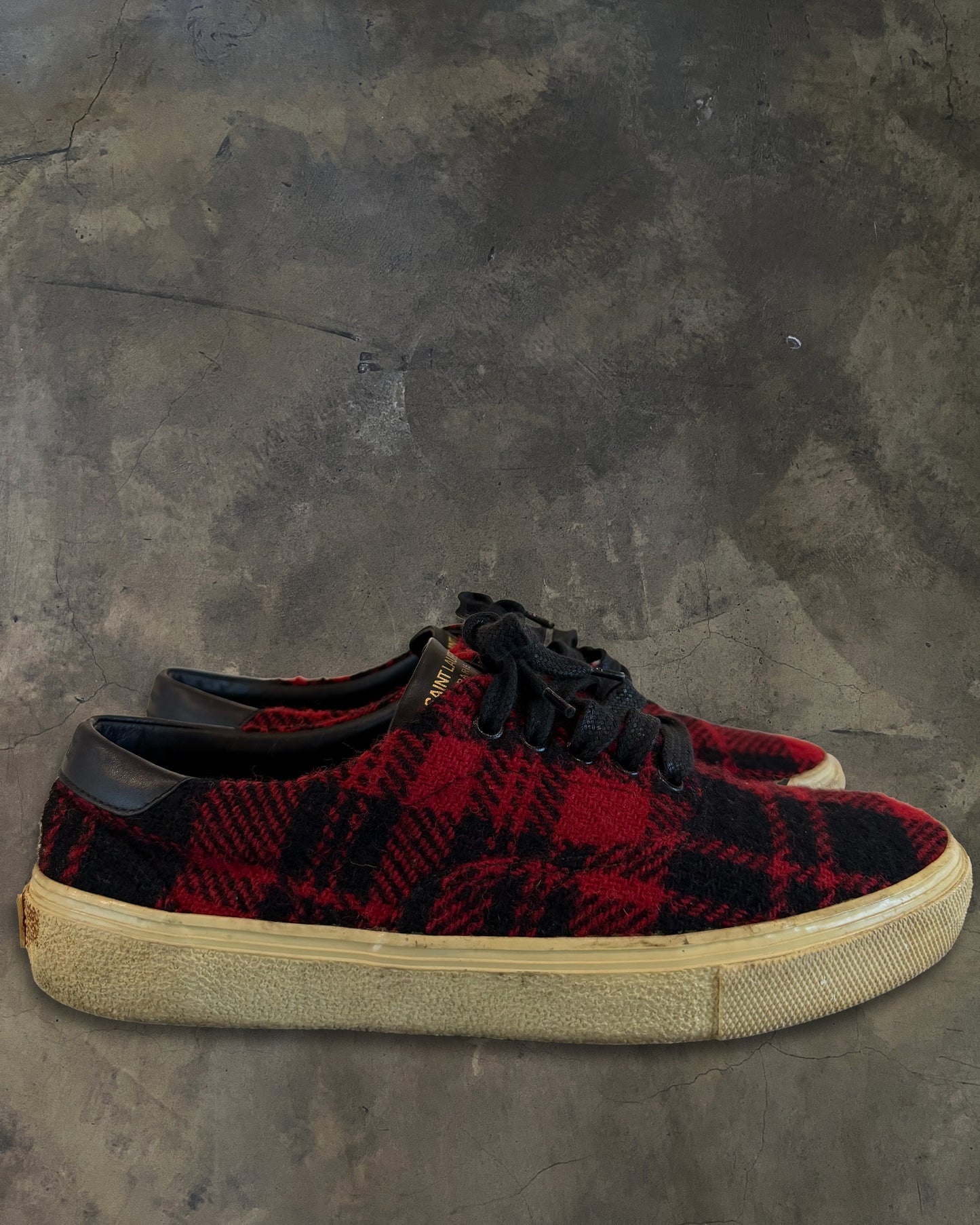 SAINT LAURENT WOOL PLAID LOW TOPS