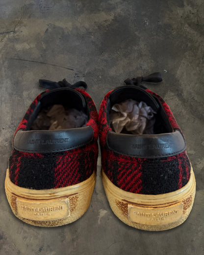 SAINT LAURENT WOOL PLAID LOW TOPS