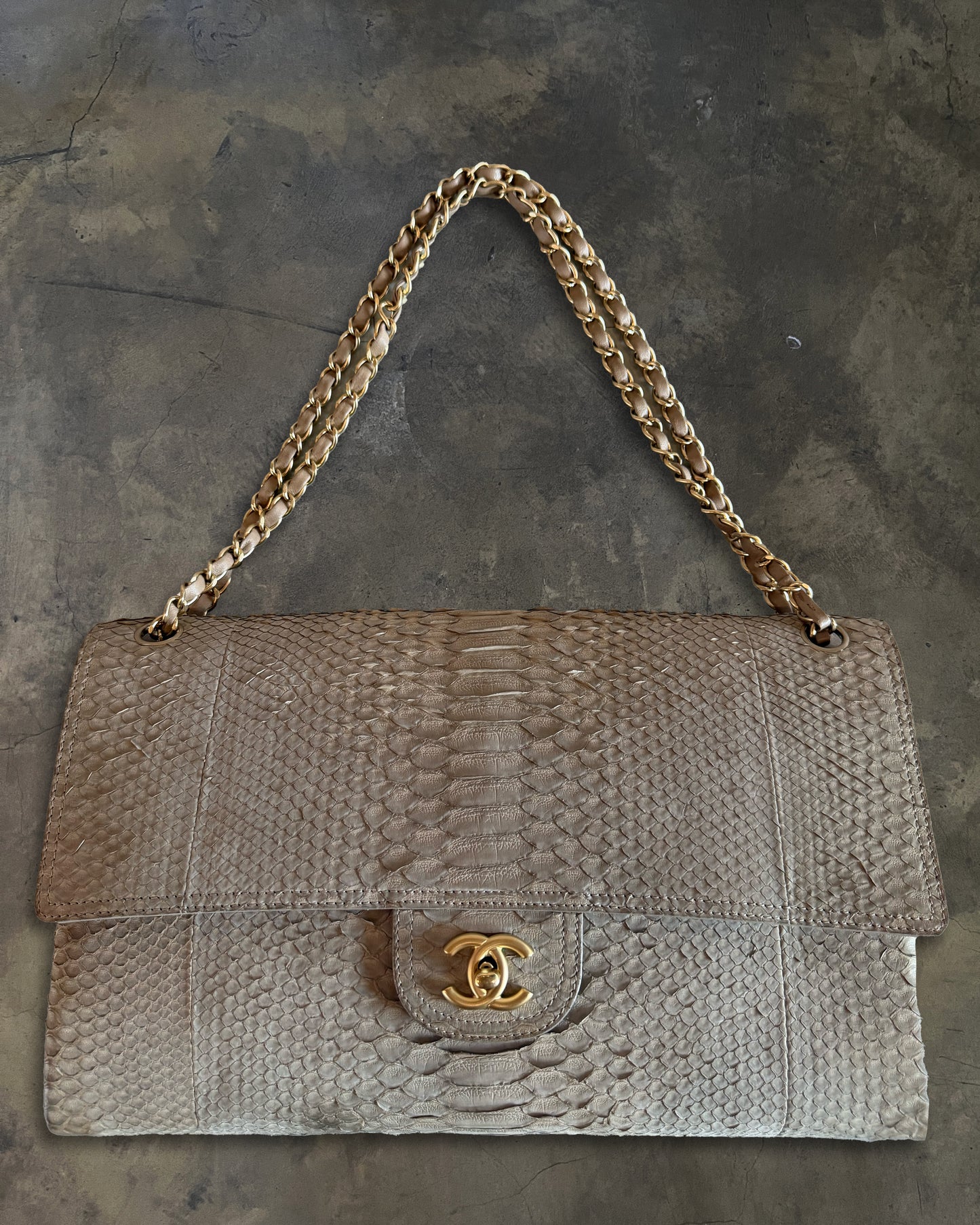 CHANEL 2010 EXOTIC PYTHON MAXI SINGLE FLAP