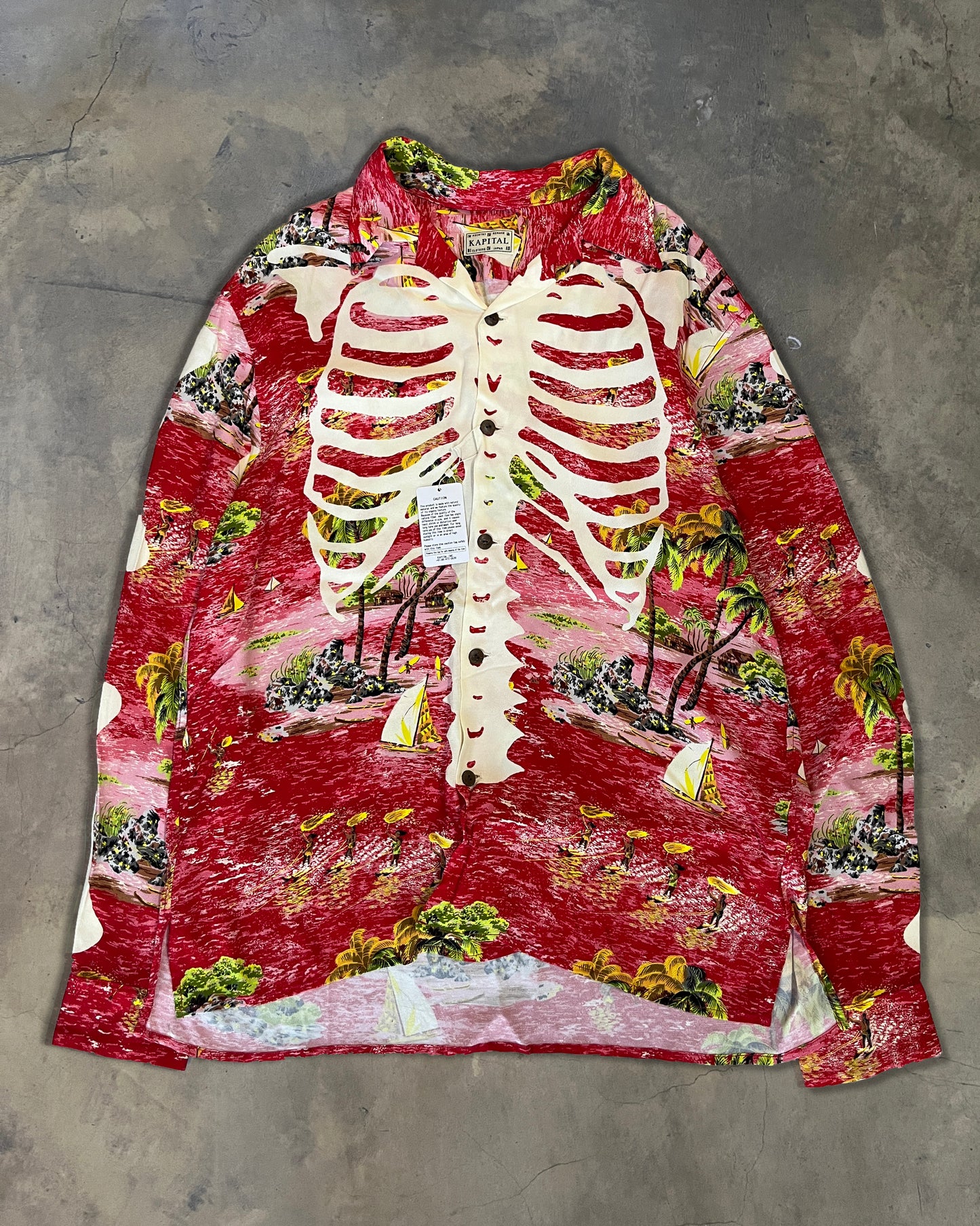 KAPITAL RAYON KAMEKAMEHA BONE LONGSLEEVE ALOHA