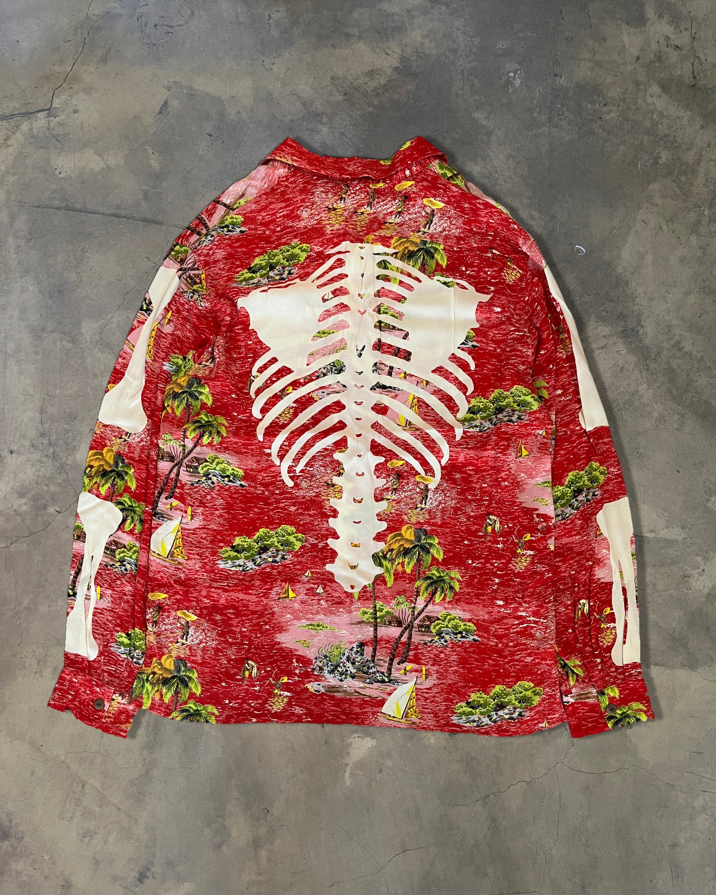 KAPITAL RAYON KAMEKAMEHA BONE LONGSLEEVE ALOHA