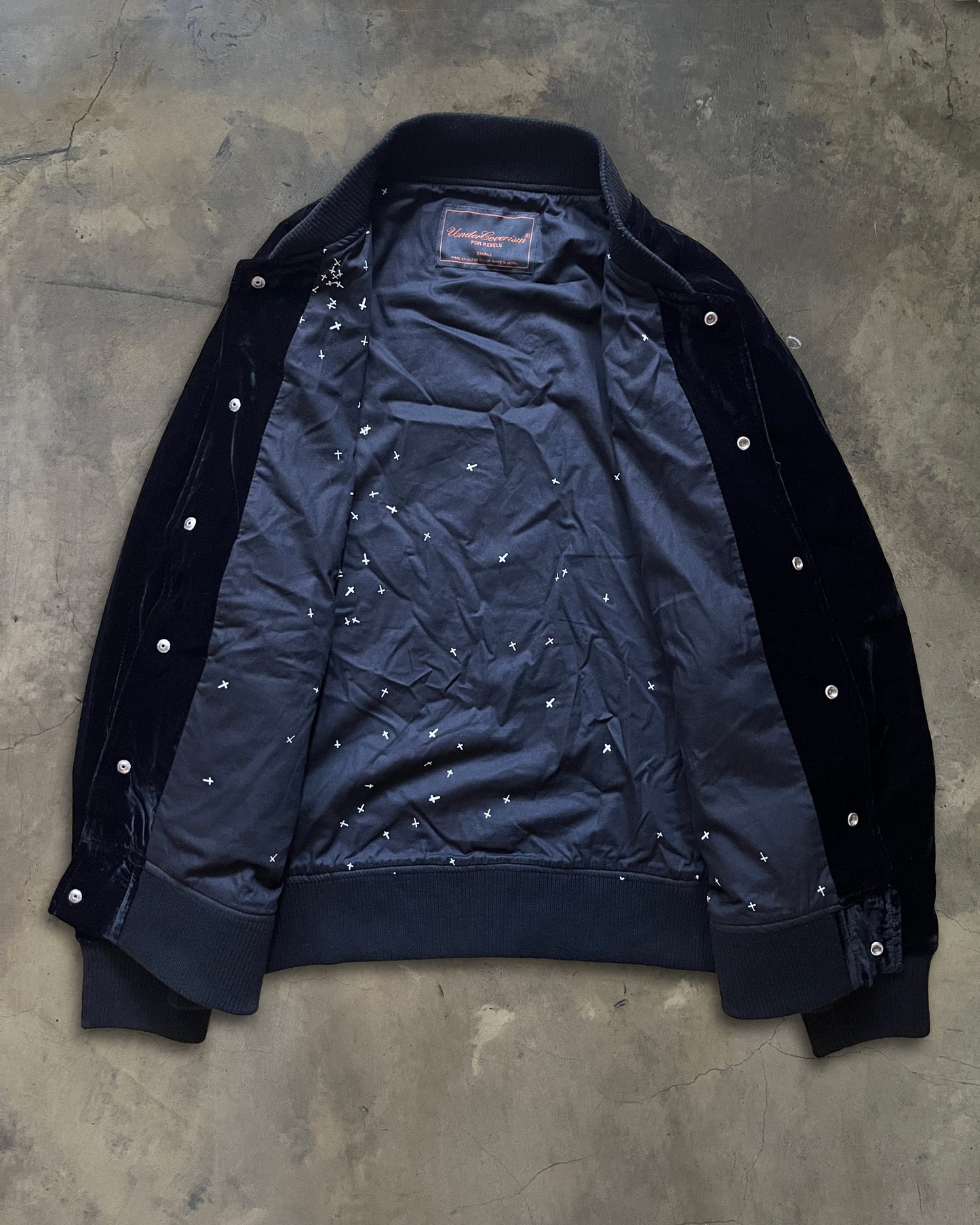 UNDERCOVER AW2002 "WITCHES CELL DIVISION" REBELGODS VELVET BOMBER