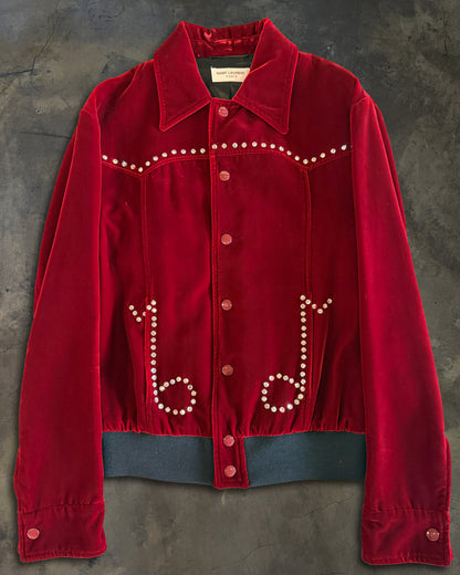SAINT LAURENT FW2016 RUNWAY RED VELVET MUSIC NOTE JACKET