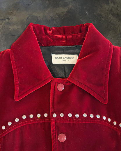 SAINT LAURENT FW2016 RUNWAY RED VELVET MUSIC NOTE JACKET