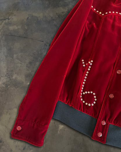 SAINT LAURENT FW2016 RUNWAY RED VELVET MUSIC NOTE JACKET