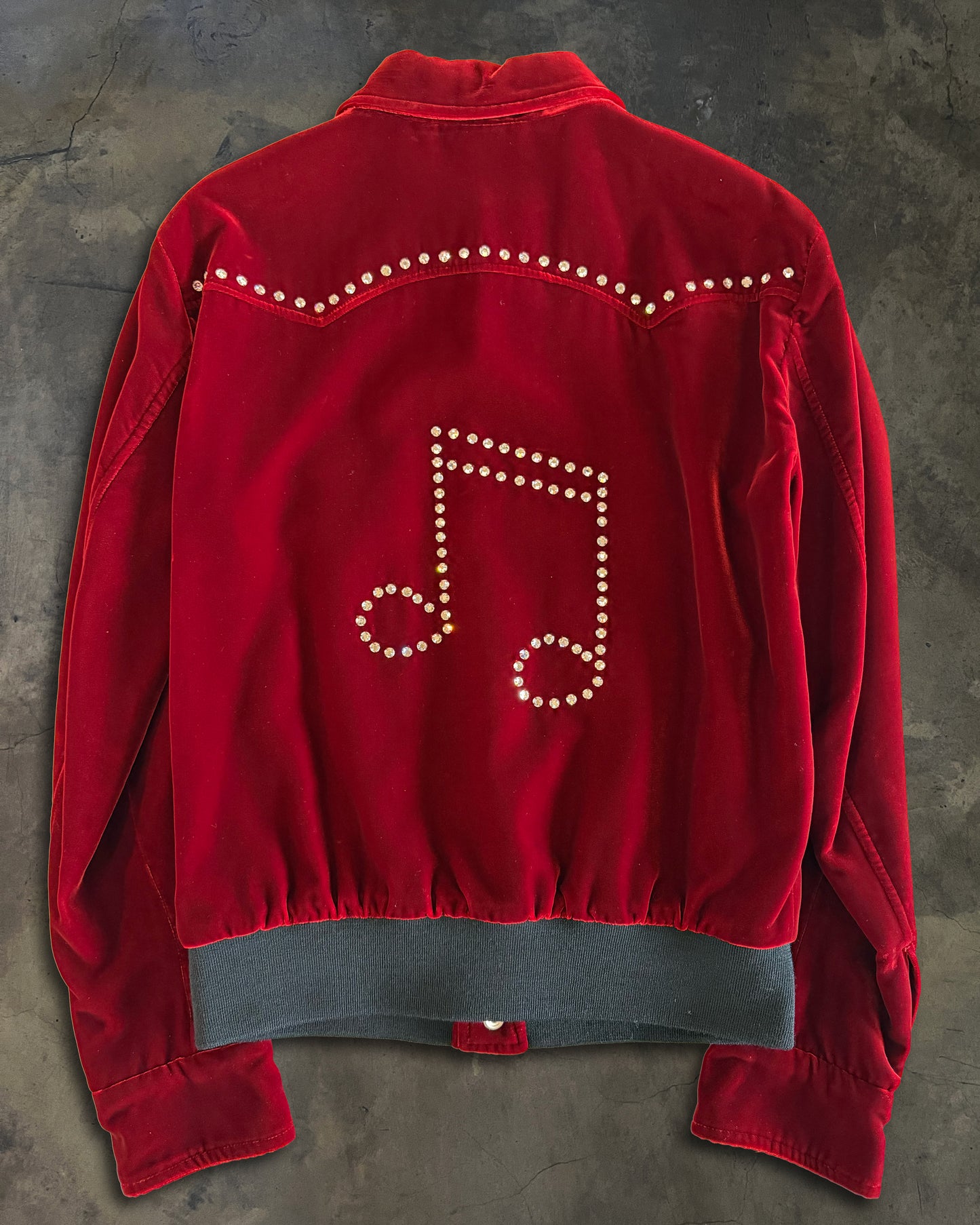 SAINT LAURENT FW2016 RUNWAY RED VELVET MUSIC NOTE JACKET
