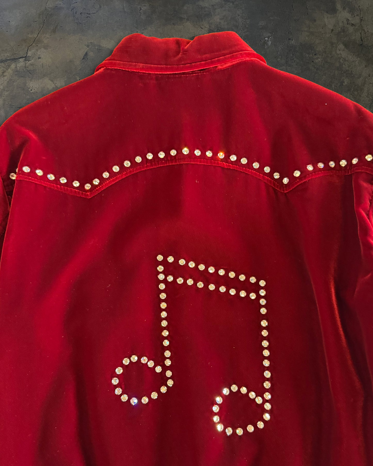 SAINT LAURENT FW2016 RUNWAY RED VELVET MUSIC NOTE JACKET