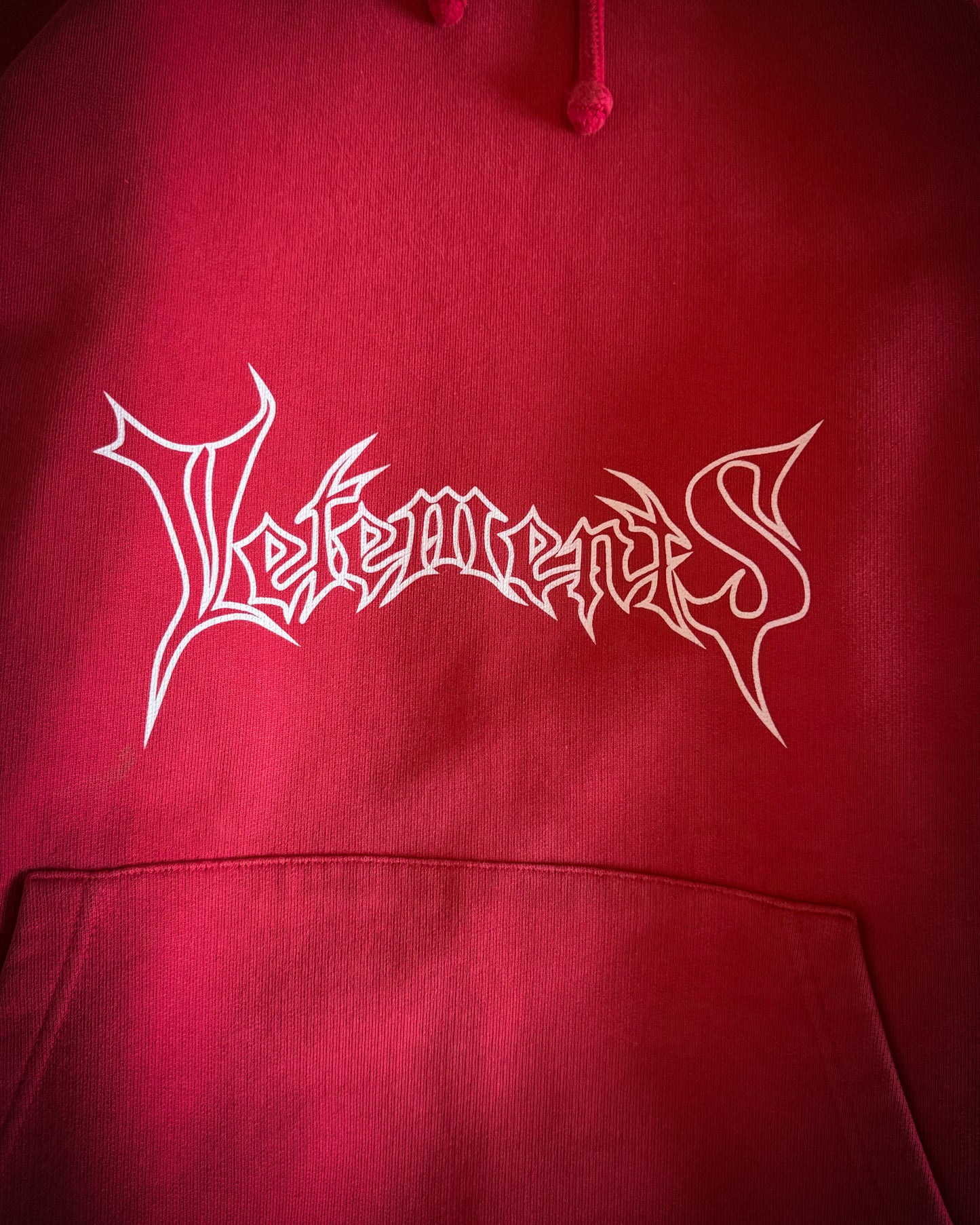 VETEMENTS AW2016 KOREA EXCLUSIVE HEAVY METAL RED HOODIE