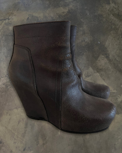 RICK OWENS BLISTERED LEATHER WEDGES