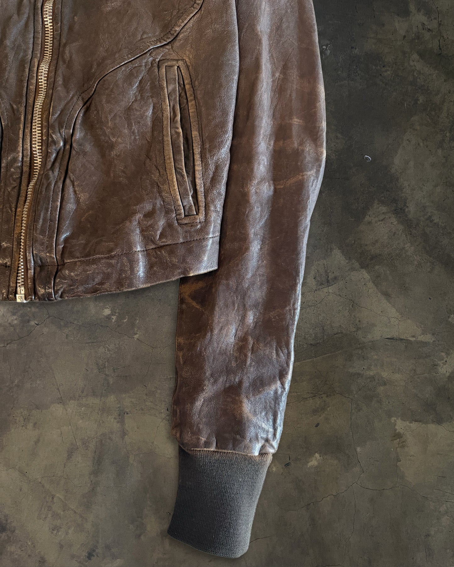 RICK OWENS SS2008 "CREATCH" HAMMERED LAMB INTARSIA JACKET