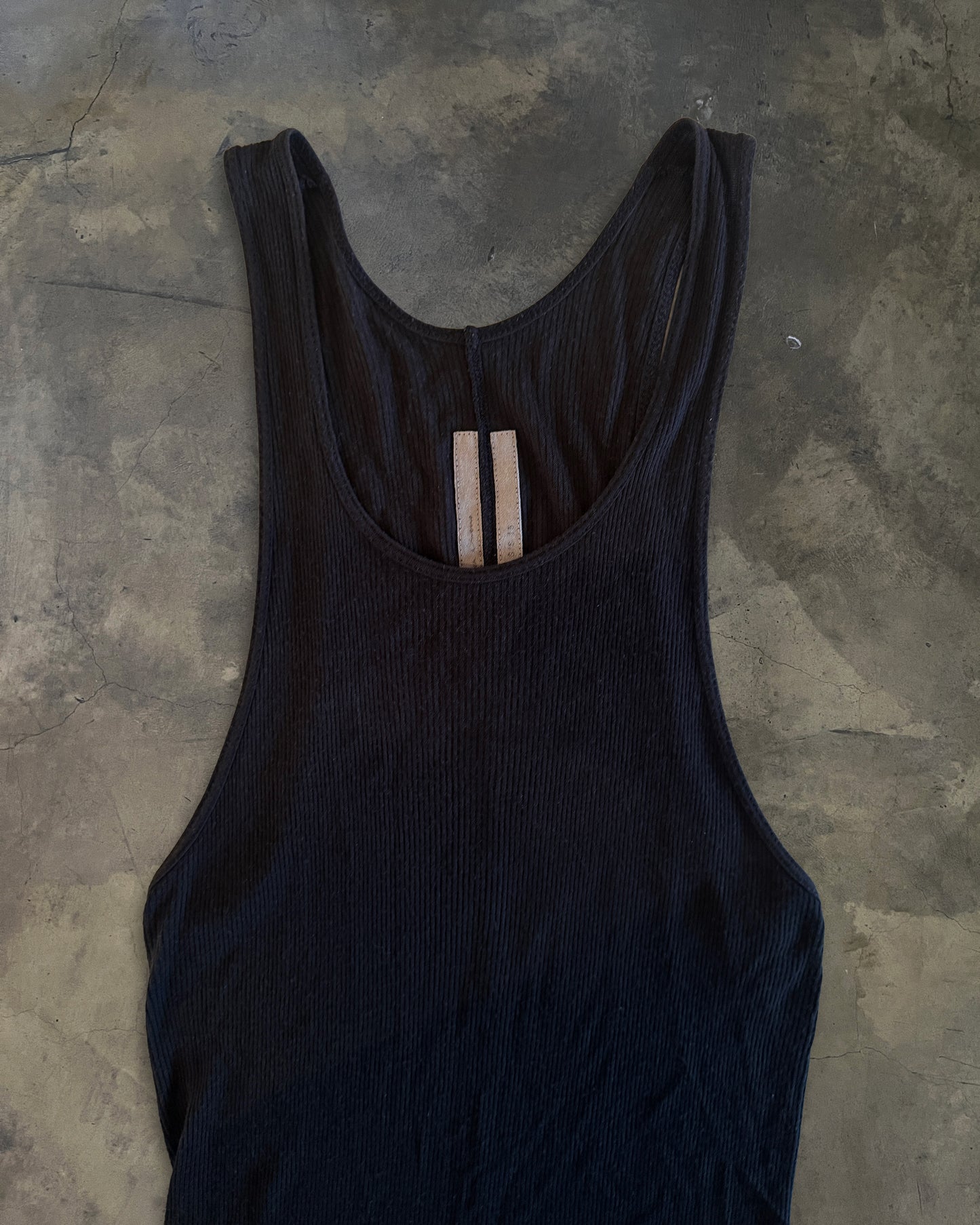 RICK OWENS SS2015 "FAUN" BLACK RIBBED TANK