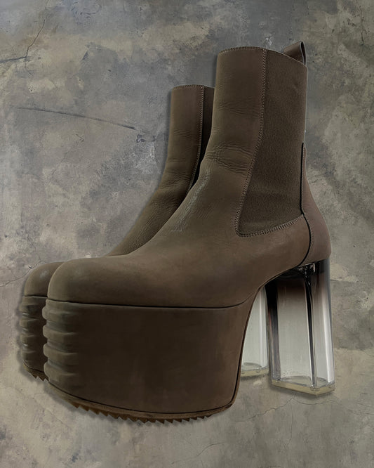 RICK OWENS AW2023 “LUXOR” MINIMAL GRILL DEGRADE COMBAT BOOTS