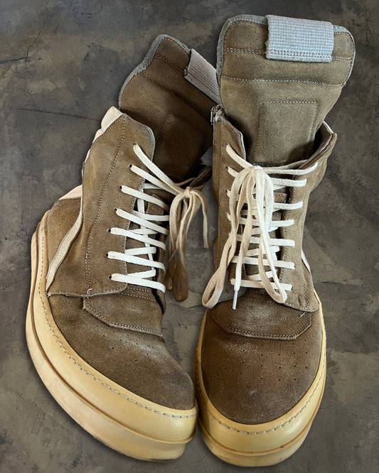 RICK OWENS PRE 2015 BROWN SUEDE GEOBASKETS