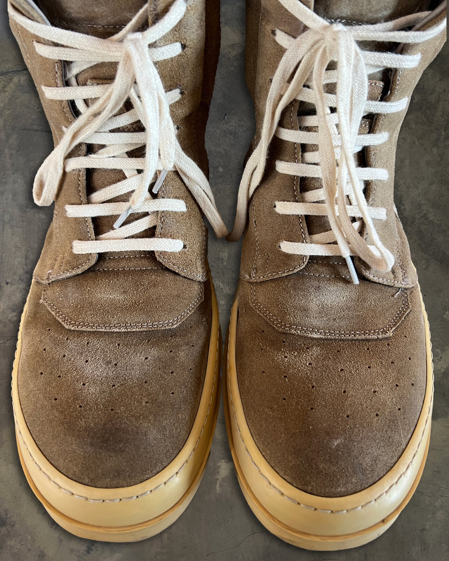 RICK OWENS FW2014 BROWN SUEDE GEOBASKETS