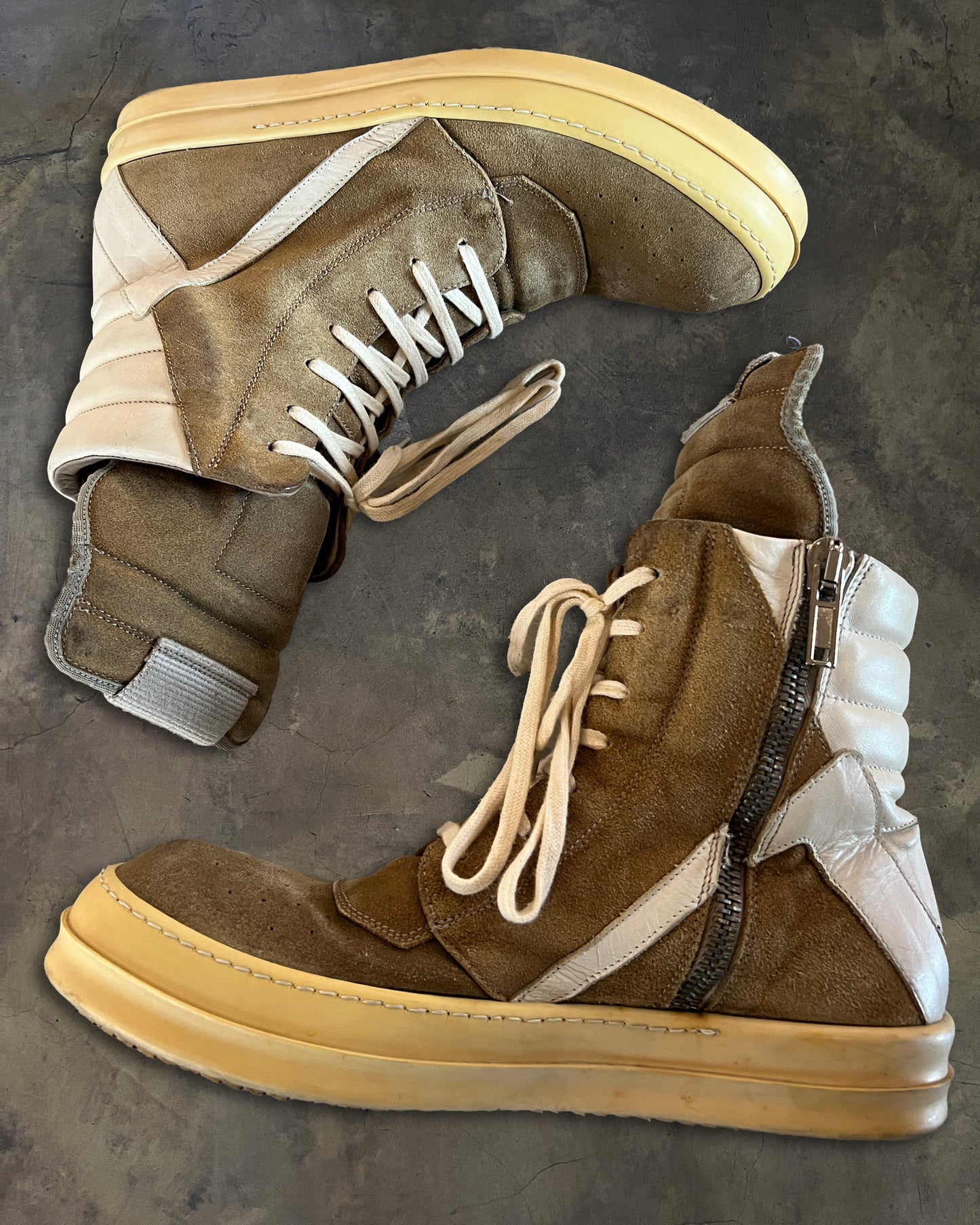 RICK OWENS FW2014 BROWN SUEDE GEOBASKETS