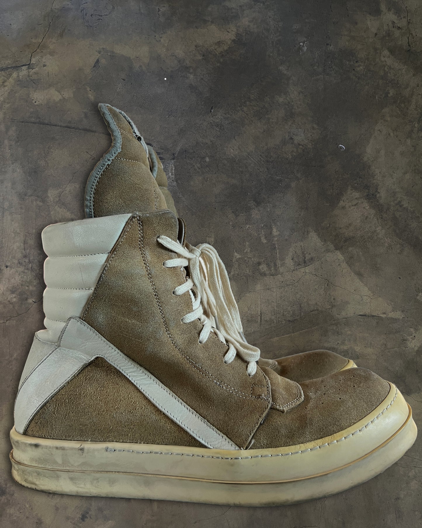 RICK OWENS FW2014 BROWN SUEDE GEOBASKETS