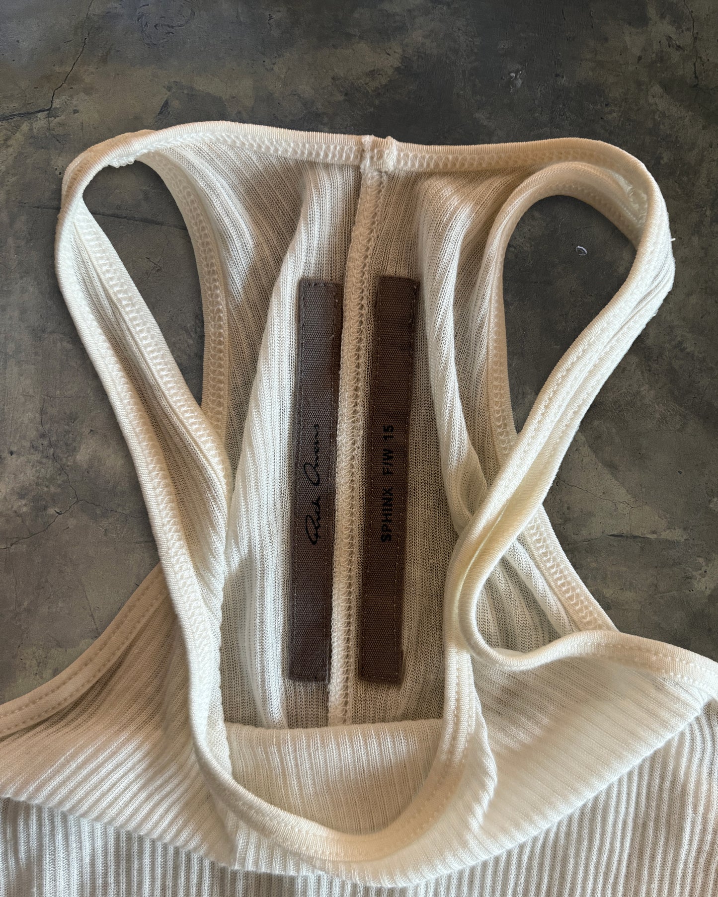 RICK OWENS FW2015 "SPHINX" MILK RIBBED TANK