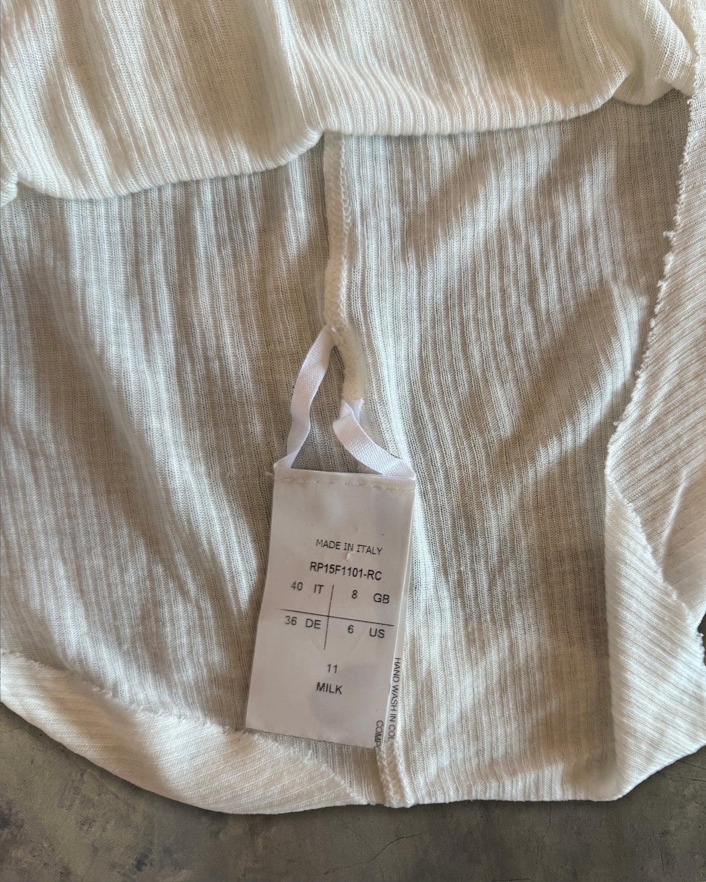 RICK OWENS FW2015 "SPHINX" MILK RIBBED TANK