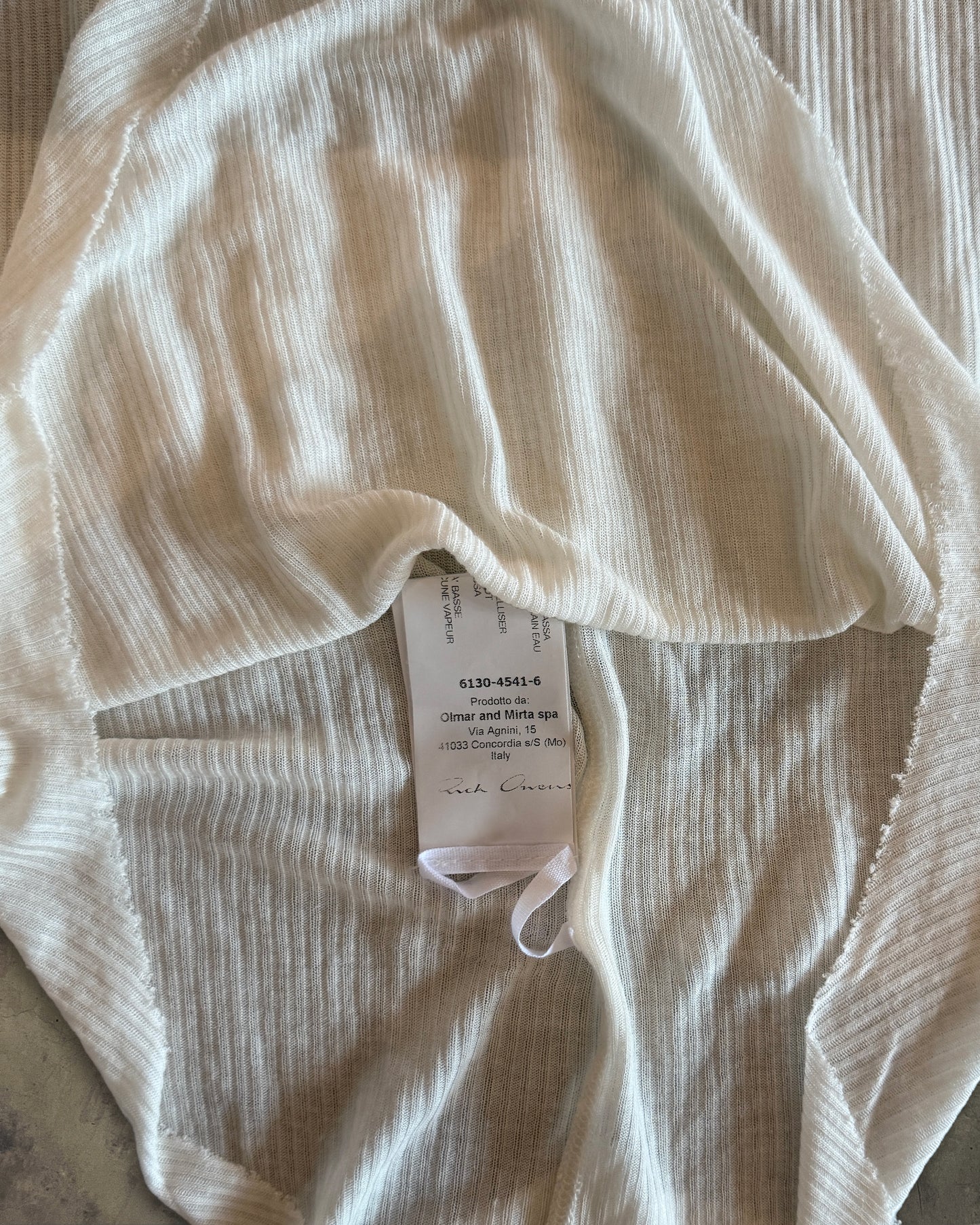 RICK OWENS FW2015 "SPHINX" MILK RIBBED TANK