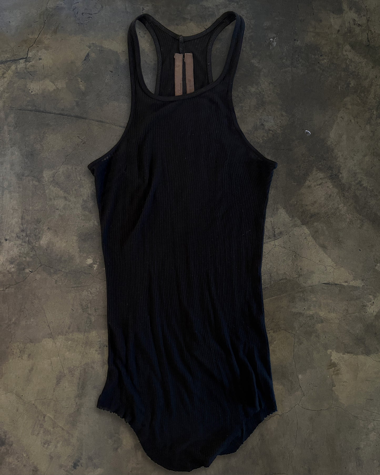 RICK OWENS SS2008 "STRUTTER" BLACK RIBBED TANK