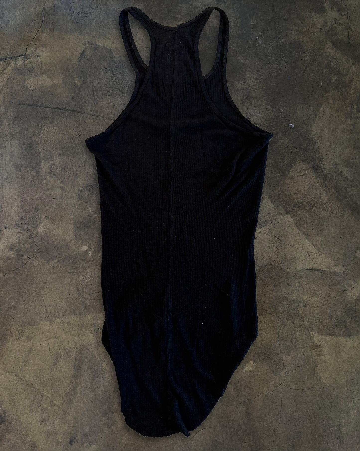 RICK OWENS SS2008 "STRUTTER" BLACK RIBBED TANK