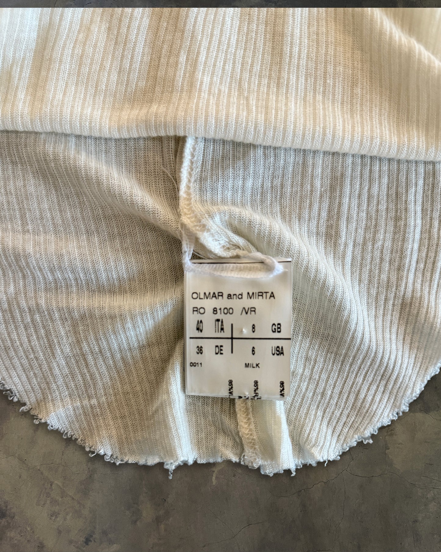 RICK OWENS FW2007 "WISHBONE" MILK RIBBED TANK