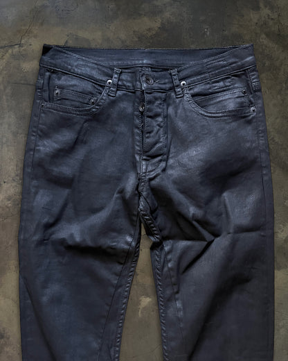 RICK OWENS AW2013 "PLINTH" DETROIT CUT BLACK WAXED DENIM