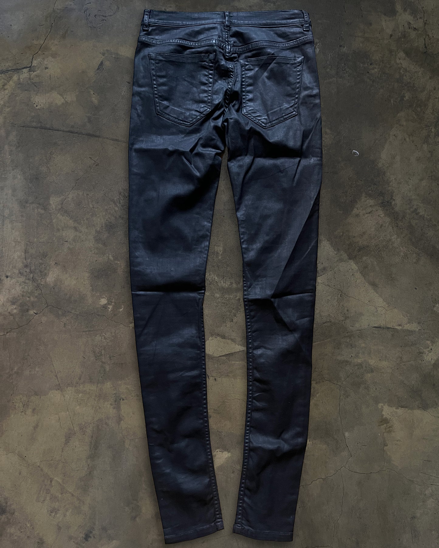 RICK OWENS AW2013 "PLINTH" DETROIT CUT BLACK WAXED DENIM