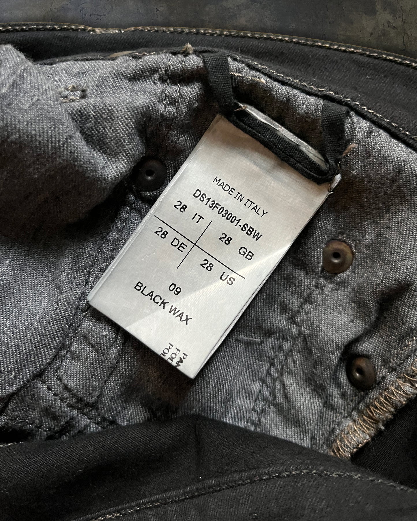 RICK OWENS AW2013 "PLINTH" DETROIT CUT BLACK WAXED DENIM