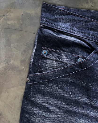 SCHLUSSEL WIDE CUT DISTRESSED DENIM