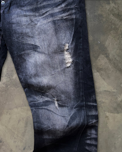 SCHLUSSEL WIDE CUT DISTRESSED DENIM