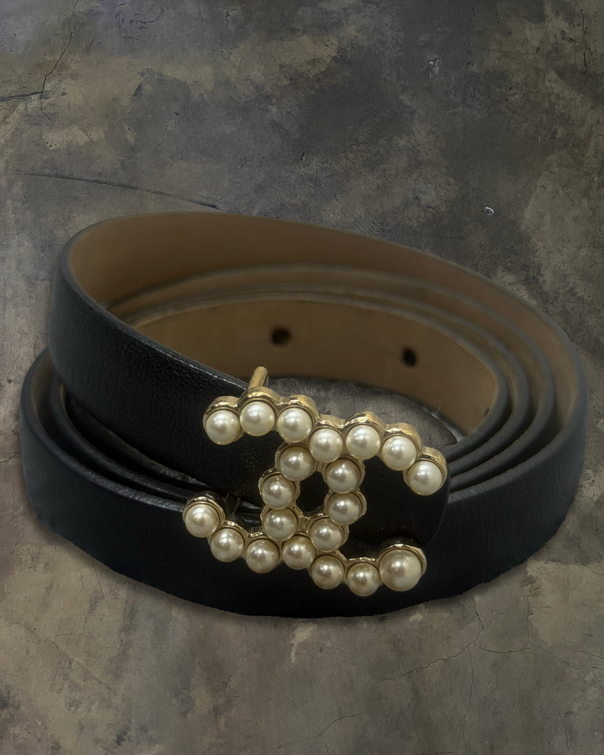 CHANEL 2015 PEARL CC SKINNY BELT