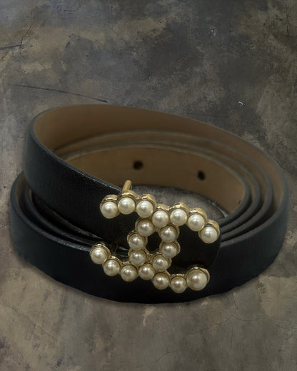 CHANEL 2015 PEARL CC SKINNY BELT