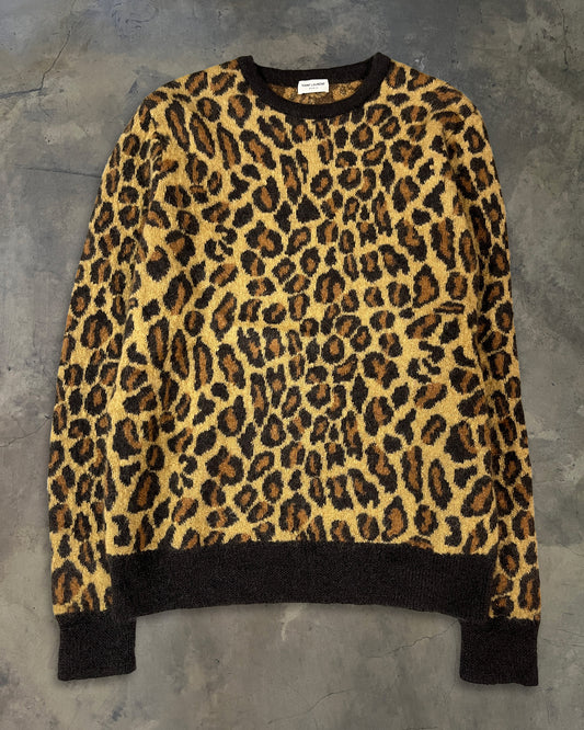 SAINT LAURENT AW2015 RUNWAY LEOPARD MOHAIR BLEND SWEATER