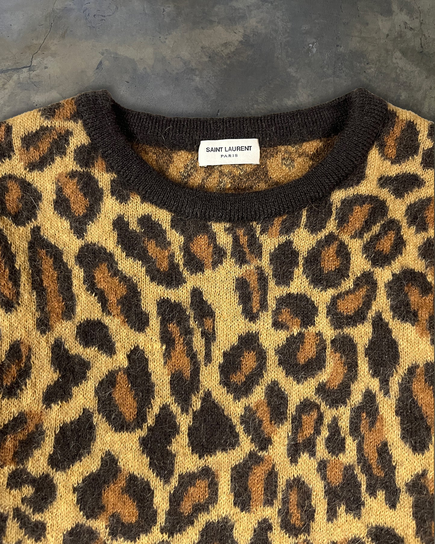 SAINT LAURENT AW2015 RUNWAY LEOPARD MOHAIR BLEND SWEATER