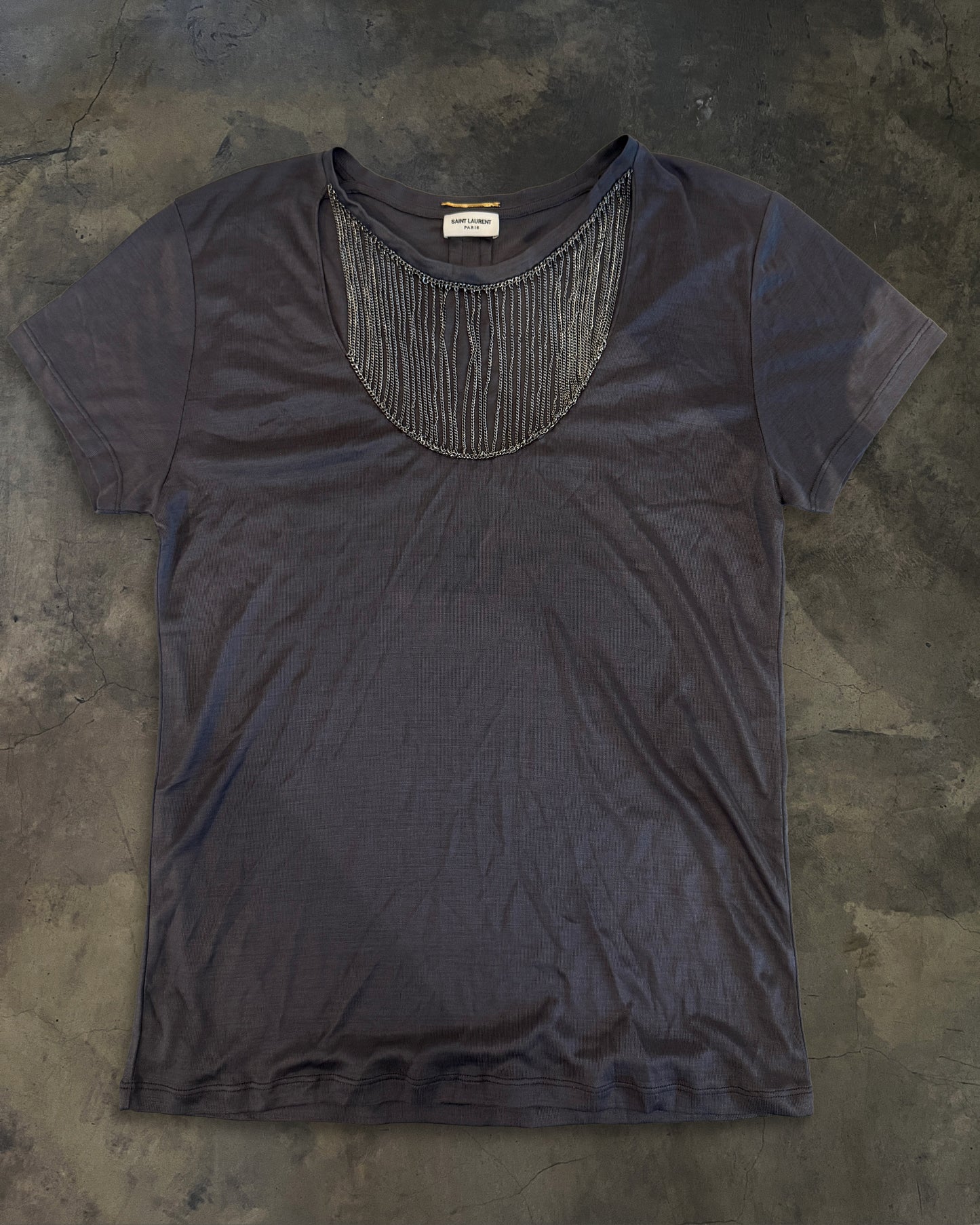 SAINT LAURENT FW2013 GREY CHAIN NECK TOP