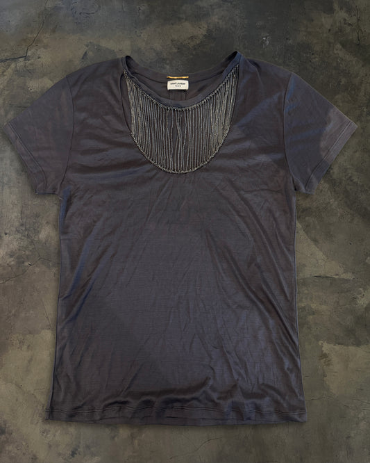SAINT LAURENT FW2013 GREY CHAIN NECK TOP