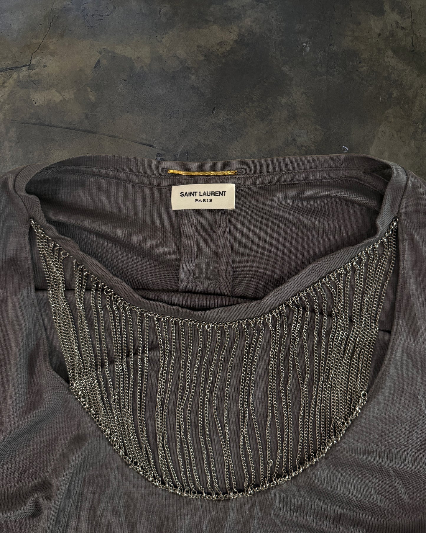 SAINT LAURENT FW2013 GREY CHAIN NECK TOP