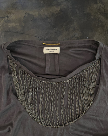 SAINT LAURENT FW2013 GREY CHAIN NECK TOP