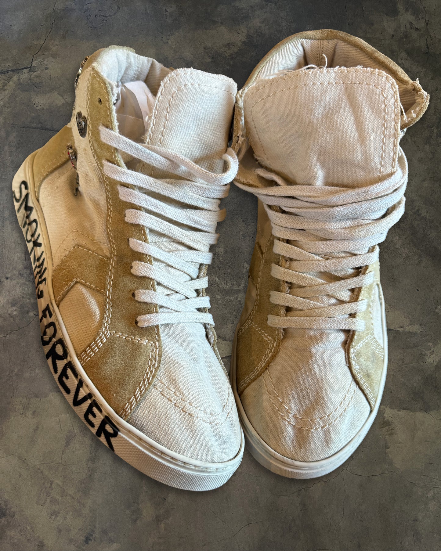 SAINT LAURENT SS2018 'SMOKING FOREVER' HI-TOP SNEAKER 41