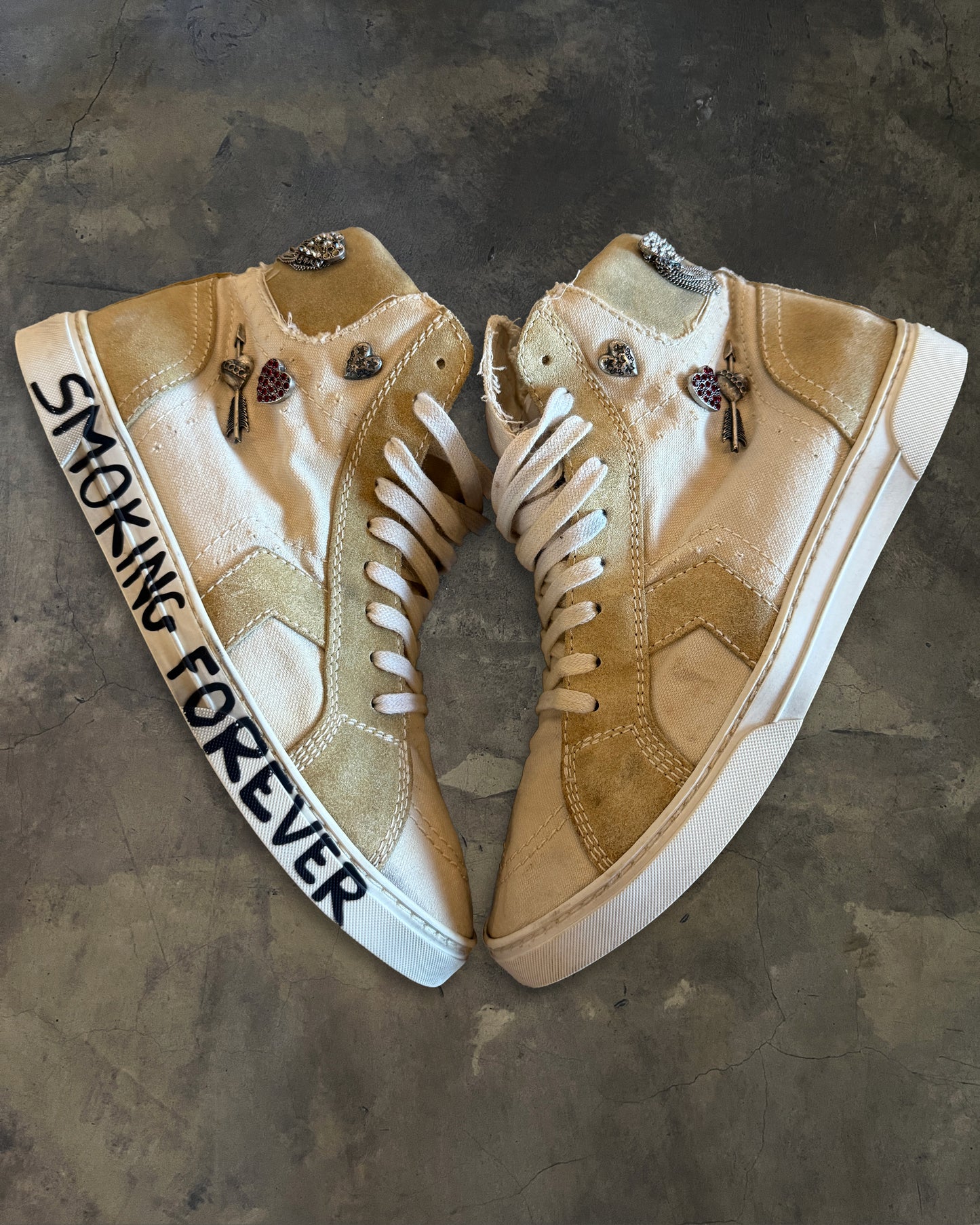 SAINT LAURENT SS2018 'SMOKING FOREVER' HI-TOP SNEAKER 41