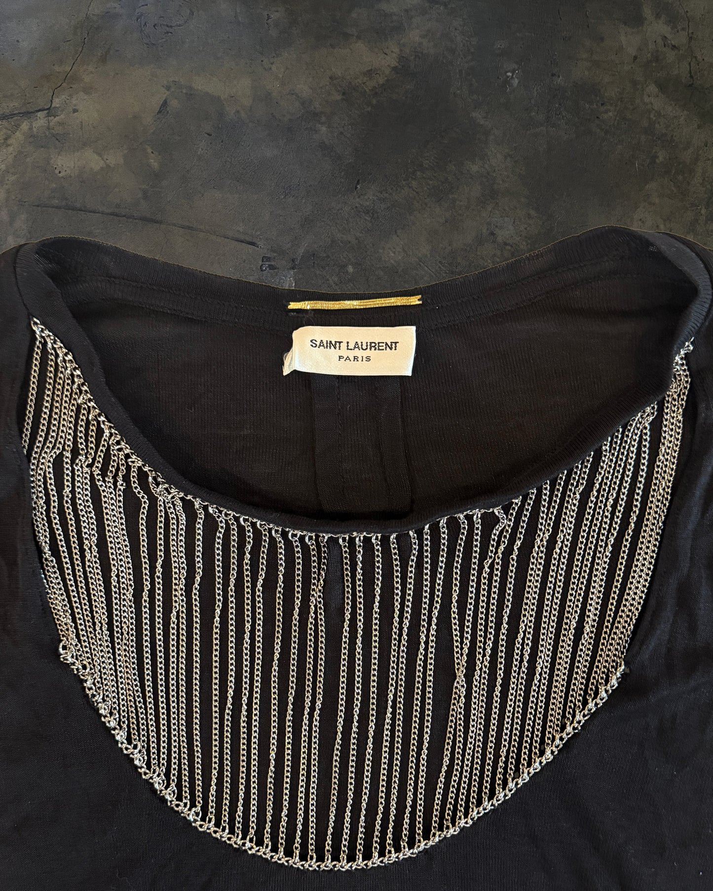 SAINT LAURENT FW2013 BLACK CHAIN NECK TOP