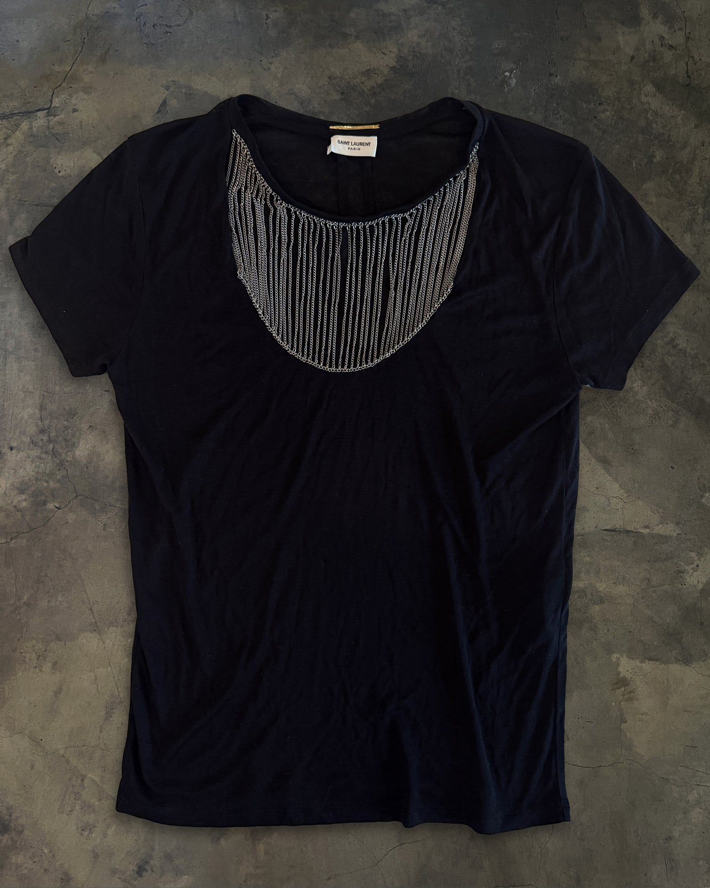 SAINT LAURENT FW2013 BLACK CHAIN NECK TOP