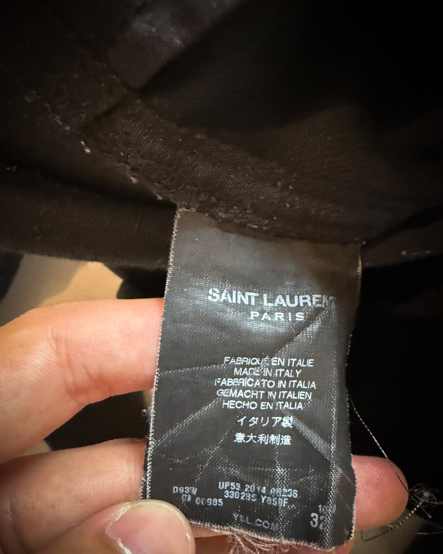 SAINT LAURENT SS2014 D04 LEATHER KNEE EMBELLISHMENTS BIKER DENIM
