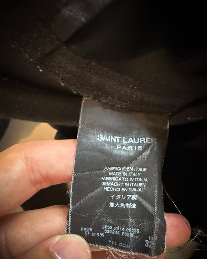 SAINT LAURENT SS2014 D04 LEATHER KNEE EMBELLISHMENTS BIKER DENIM
