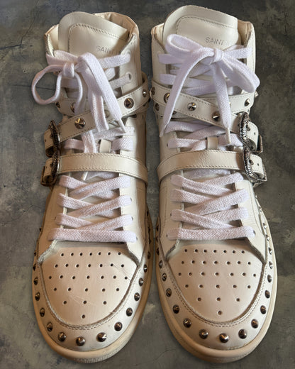 SAINT LAURENT PARIS SL/08H STUDDED BUCKLE STRAP SHOES