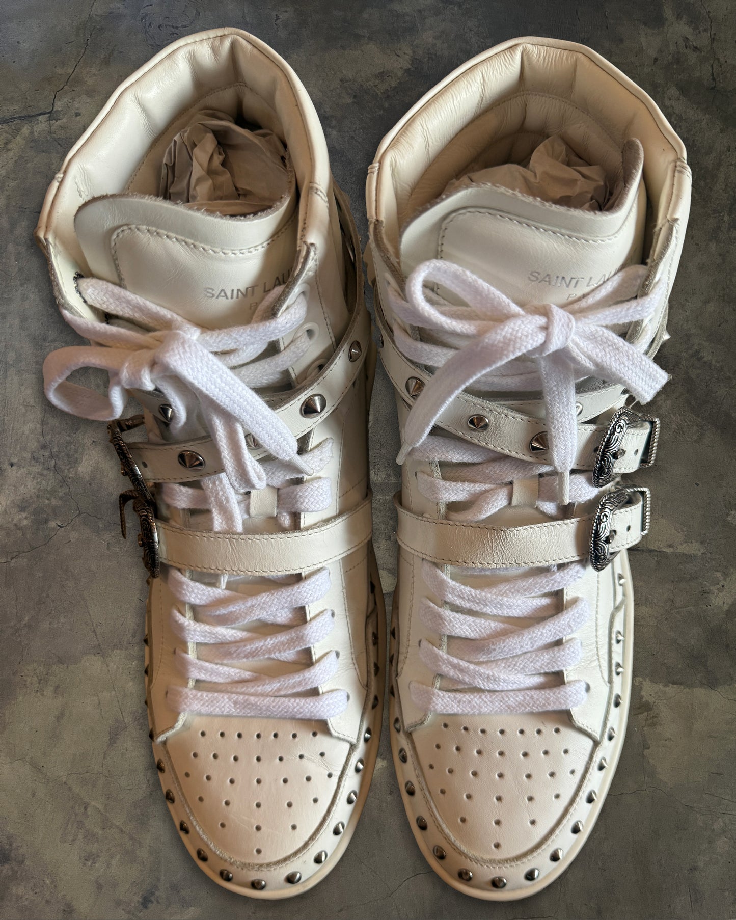 SAINT LAURENT PARIS SL/08H STUDDED BUCKLE STRAP SHOES