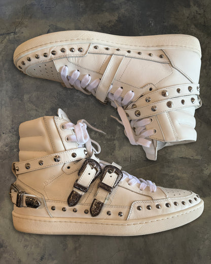 SAINT LAURENT PARIS SL/08H STUDDED BUCKLE STRAP SHOES