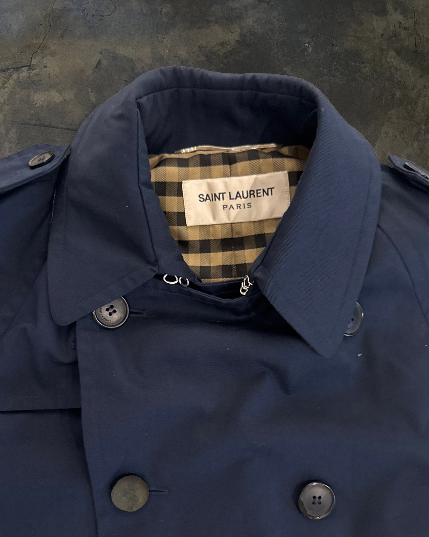 SAINT LAURENT SS2013 NAVY TRENCH COAT